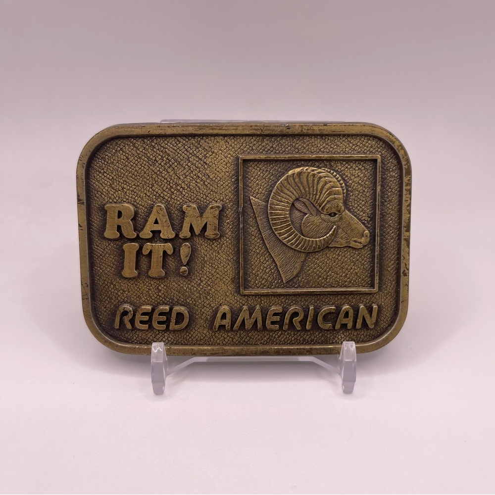 Ram It! Reed American RJ Roberts & Co. Sheep Brass Belt Buckle